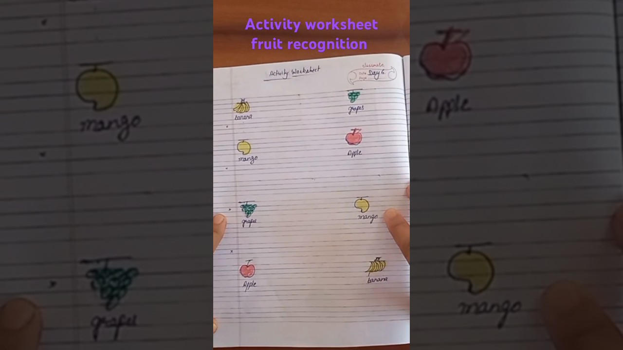 nursery class english worksheet fruit recognition / match the fruits / R Eduksha
