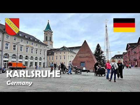 Karlsruhe, Germany. A walk in the city center from Bundesgerichtshof to Marktplatz. 🇩🇪 4K