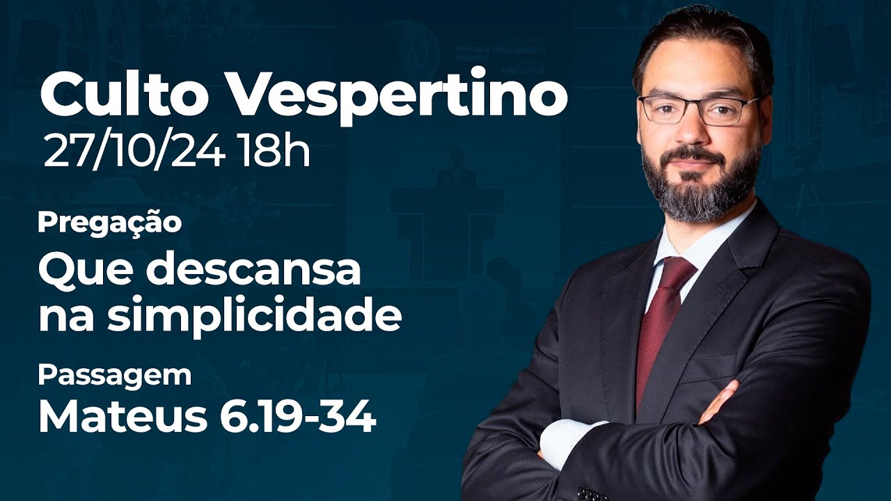 🔴 Culto Vespertino | 27/10 18h - Pr. Lucas Previde
