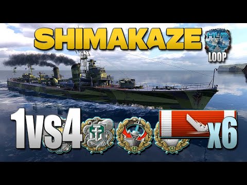 Destroyer Shimakaze, alone vs 4 - World of Warships
