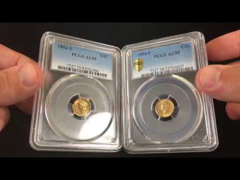 1854-S PCGS AU55 and AU58 G$1