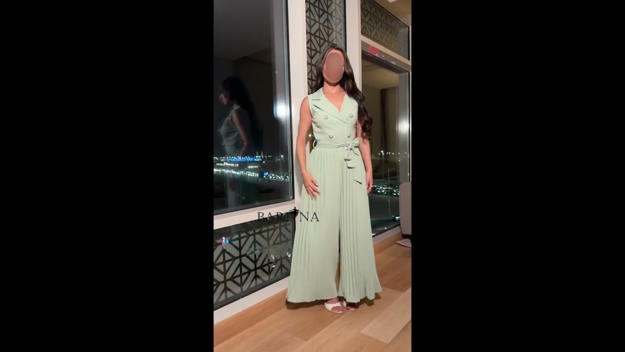 Formal design wide jumpsuit - melon - XXL