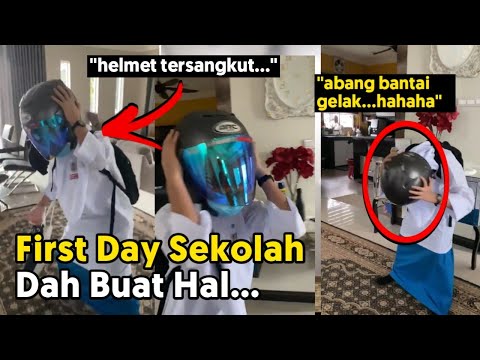 Gelabah Helmet Tersangkut, Abang Hanya Mampu Gelak Sebelum Tolong Buka