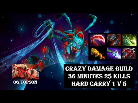 Pro Weaver Crazy Damage Build vs OG.Topson (Troll) | 25 Kills Hard Carry