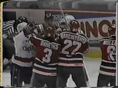 Brendan Shanahan vs Kevin Hatcher & Claude Lemieux vs Rod Langway