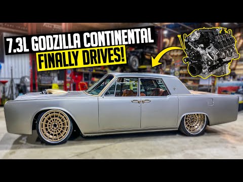 Godzilla Swapped Continental Finally Drives! - 7.3L Bagged Lincoln Continental Ep. 17