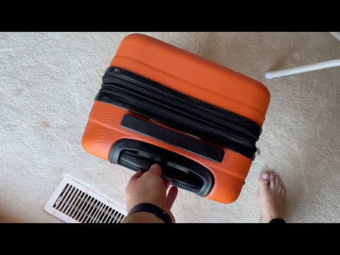 Amazon Basics 21" Hardside Carry-On Luggage with Spinner Wheels, Expandable for Up to 25% More Space, Scratch-Resistant Hard Shell, Telescoping Handle, Black video review thumbnail