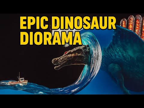 Epic Dinosaur Diorama: Spinosaurus vs. the Ocean Wave / Fully handcrafted