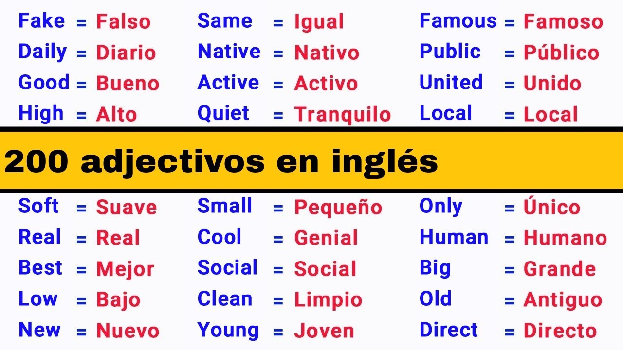 Adjetivos muy utilizados en inglés para formar oraciones en inglés. | Aprender-inglés