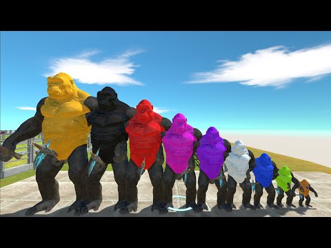 SAITANA DEATH CLIMB VS DIFFERENT SIZE KING KONG - Animal Revolt Battle Simulator