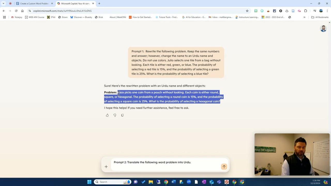Using Generative AI to Custom Math Problems
