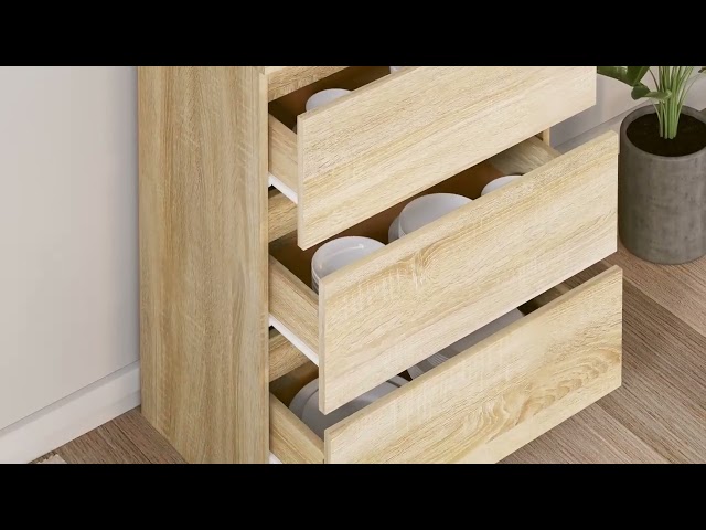 Vidéo teaser pour 801385 vidaXL Sideboard Sonoma Oak 60x35x76 cm Engineered Wood