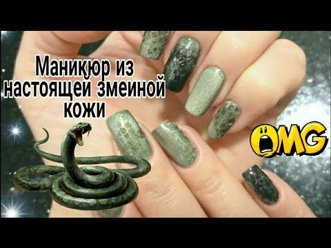 Маникюр из настоящей кожи змеи 🐍 😱 Наращивание на верхние формы / полигель. OMG