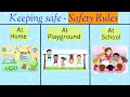 Keeping Safe Safety At Home Safety At School Safety At Playground Safety Rules For Kids