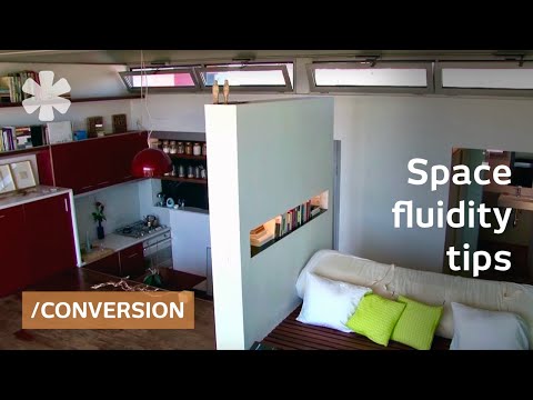Space-flowing apartment: walk-thru shower & fridge-in-drawer