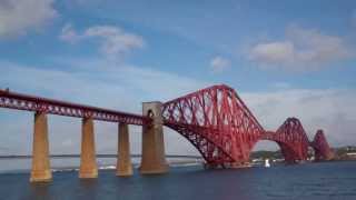 preview picture of video 'Morning Cargo Train Forth Railway Bridge South Queensferry Scotland'