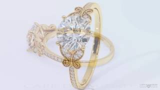 Butterfly Channel Round Cut Yellow Gold Diamond Engagement Rings - Cape Diamonds