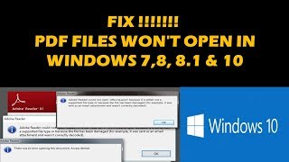 FIX!!! CANNOT OPEN PDF FILES IN WINDOWS 7, 8 1, 10