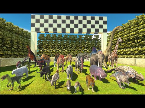 GOLD FOREST SPEED RACE ALL DINOSAURS VS ANIMALS Hunting Found Animal Revolt Battle Simulator - JWE