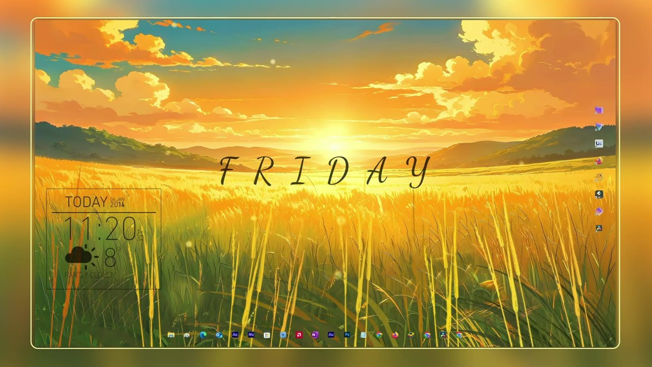 Anime Sunset Field Live Wallpaper 4K | Aesthetic Desktop Setup