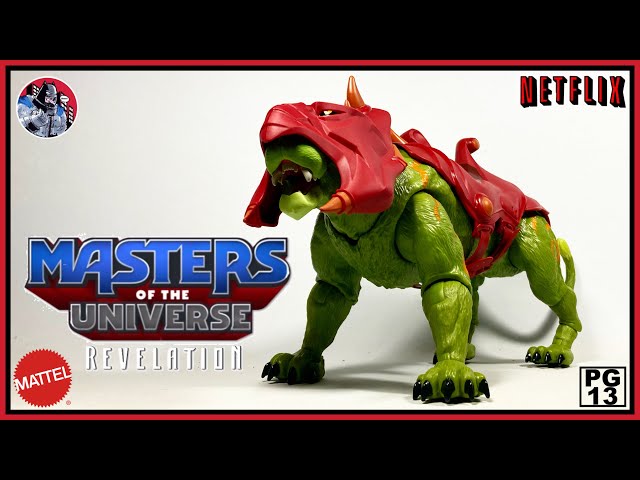 Vídeo relacionado con Masters of the Universe Revelation Masterverse, Figura Battle Cat, muñeco articulado de juguete, 6 años y más (Mattel GYV18)