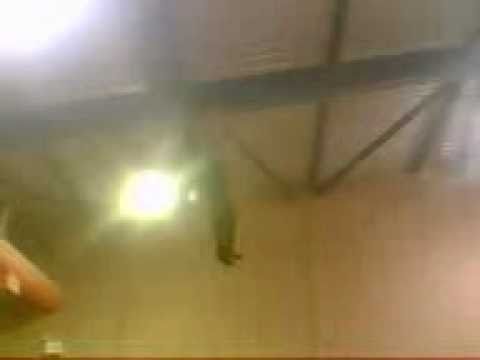 hanging from roof frame at gym (2007)