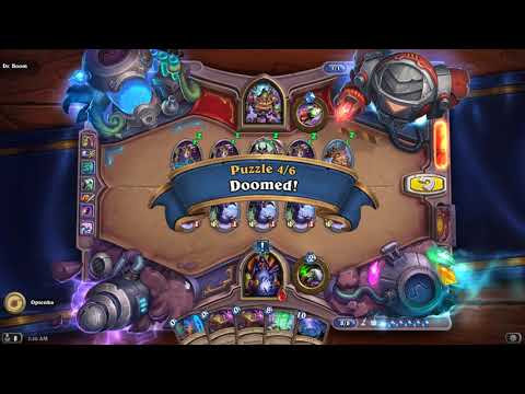 HearthStone Puzzles - The Secret Lab, Survive Dr. Boom walkthrough.