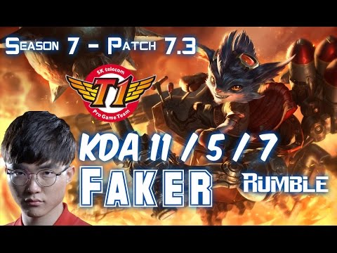 SKT T1 Faker RUMBLE vs JAYCE Top - Patch 7.3 KR Ranked