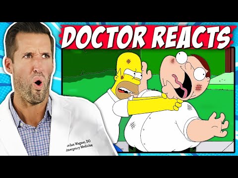 ER Doctor REACTS to Family Guy vs The Simpsons Fight Injuries