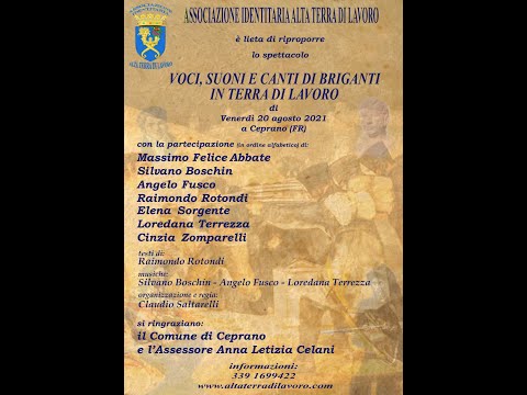 “VOCI, CANTI E SUONI DEI BRIGANTI IN TERRA DI LAVORO” CEPRANO 20 AGOSTO 2021