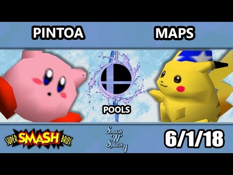 SnS 4 - Maps (Pikachu) Vs. Pintoa (Kirby) SSB64 Pools - Smash 64