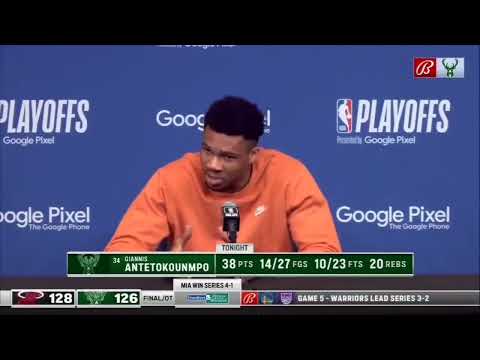 Giannis talking about how failure doesn’t exist with Monsters Inc music playing over him