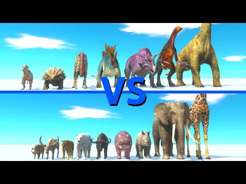 MODERN MAMMALS Team vs HERBIVORE DINOSAURS Team - Animal Revolt Battle Simulator