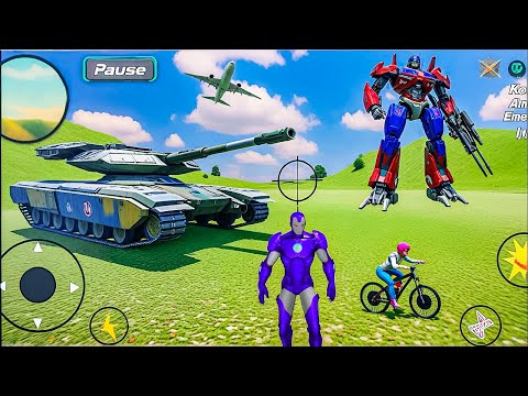 Iron Rope Hero Gangster Crime - Tank and Mech Robot - Android Gameplay