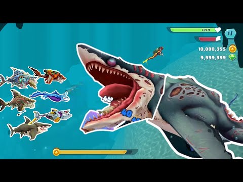 UNLOCKS GIANT ZOMBIE SHARK LEVEL MAXX - Hungry Shark World Primal Evolution