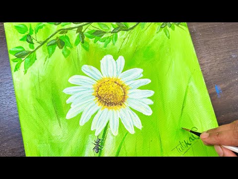 How to Paint Daisy Flower with Acrylic | Floral Painting for Beginners | Spring Painting #acrylic