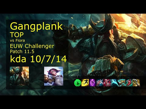 Gangplank vs Fiora Top - EUW Challenger 10/7/14 Patch 11.5 Gameplay