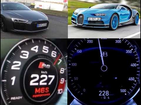 1,000hp Twin Turbo R8 vs Bugatti Chiron 0-300km/h
