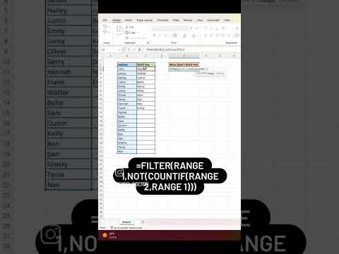 Find data not in a list by comparing two lists in Excel! #excel #exceltips #exceltricks
