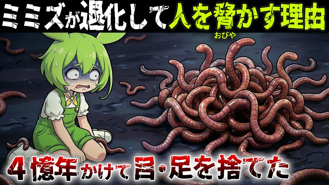 【緊急警報】ミミズ、目・足を捨てて「退化」で人間をおびやかす驚愕の理由【ずんだもん解説】
