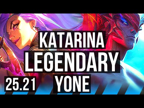 KATARINA vs YONE (MID) | Penta, 13/1/4, 8 solo kills, Legendary, 700+ games | KR Master | 25.21