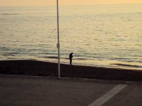 Oisin trying to capture the sunset in Aberystwyth