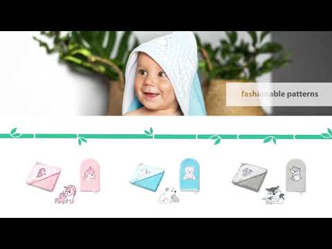 BabyOno rankšluostis su gobtuvu bambukinis 85x85 juodas, pingvinas, 343/02 video