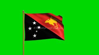 Papua National Flag | World Countries Flag Series | Green Screen Flag | Royalty Free Footages