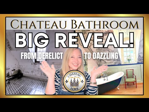 French Chateau Bathroom MAKEOVER! Handpainted Grisaille Mural, Antiques + Jaw-Dropping REVEAL!