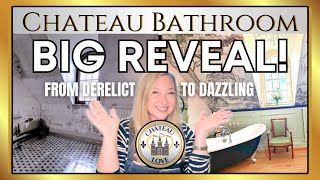 French Chateau Bathroom MAKEOVER! Handpainted Grisaille Mural, Antiques + Jaw-Dropping REVEAL!