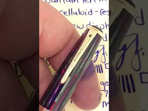 1944 PARKER STRIPED DUOFOLD SENIOR DUSTY ROSE BLUE DIAMOND FOUNTAIN PEN RESTORED