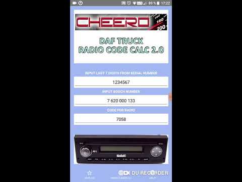 RADIO CODE for DAF TRUCK B&B