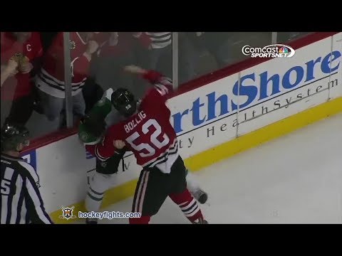 Antoine Roussel vs Brandon Bollig Mar 25, 2014