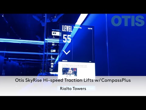 BLUE LIGHTS ON 55 | Rialto Towers | Otis SkyRise Hi-speed Traction Lifts w/ CompassPlus